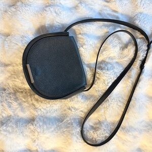 Cuyana Mini Saddle Bag, Pebbled & Smooth Leather, Black